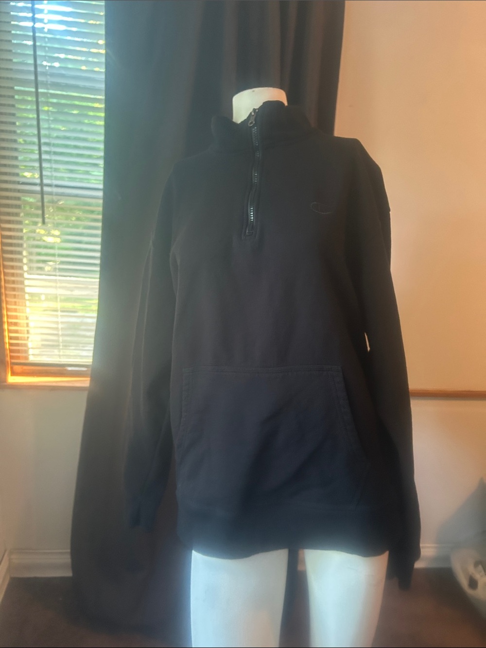 Champion Men's Black Half-Zip Pullover Sweater